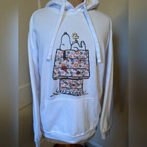 Snoopy & Woodstock Floral and White Hoodie Sweatshirt